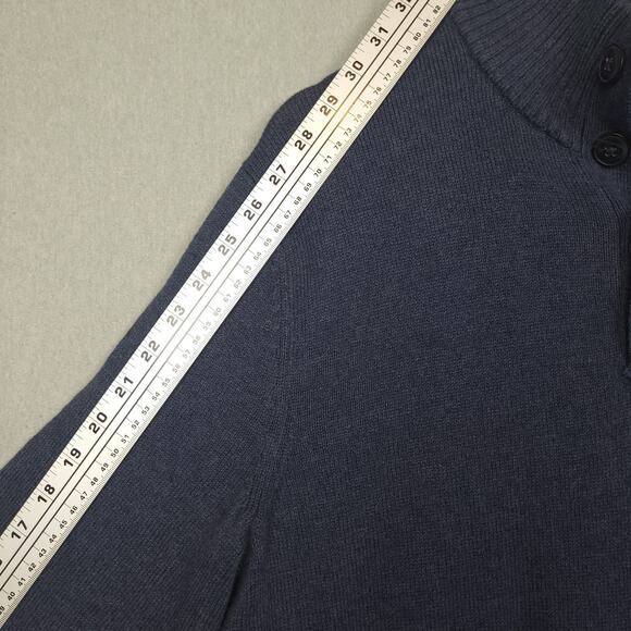 Banana Republic Men's Wool Pullover Sweater Sz Large 1/4 Button Ribbed Mock Neck - Picture 8 of 9